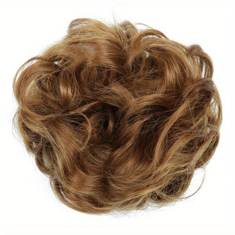 Messy Curly Hair Bun Scrunchie Extension Dark Brown