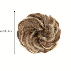 Messy Curly Hair Bun Scrunchie Extension Dark Brown