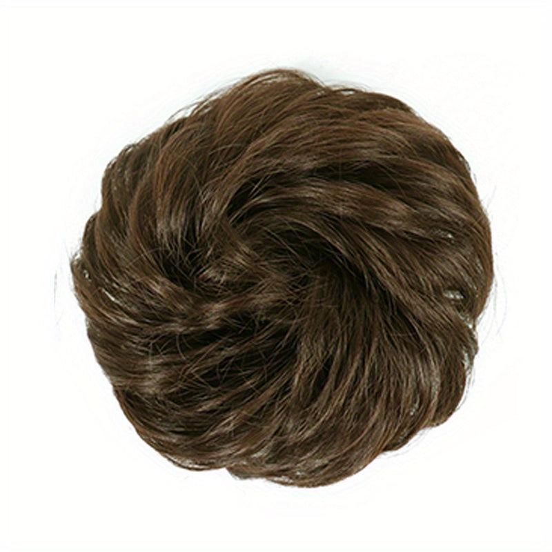 Messy Curly Hair Bun Scrunchie Extension Dark Brown