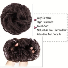Messy Curly Hair Bun Scrunchie Extension Dark Brown