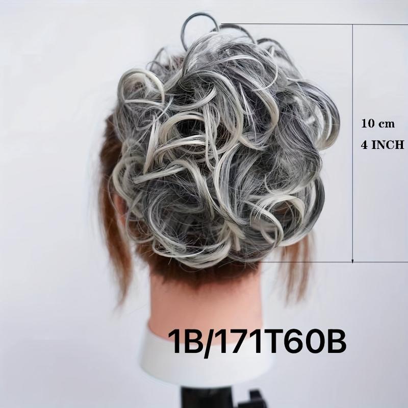 Messy Curly Hair Bun Wavy Updo Hairpieces Synthetic Scrunchies
