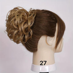 Messy Curly Hair Bun Wavy Updo Hairpieces Synthetic Scrunchies