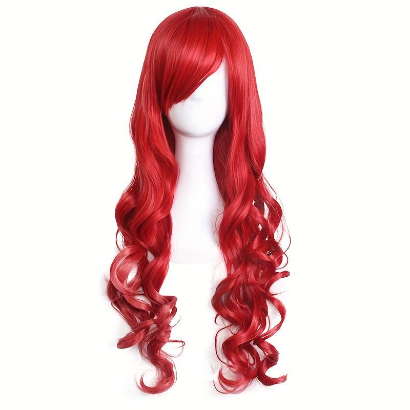 Synthetic Long Hair Wavy Wig With Bangs Cosplay Wigs Women Purple