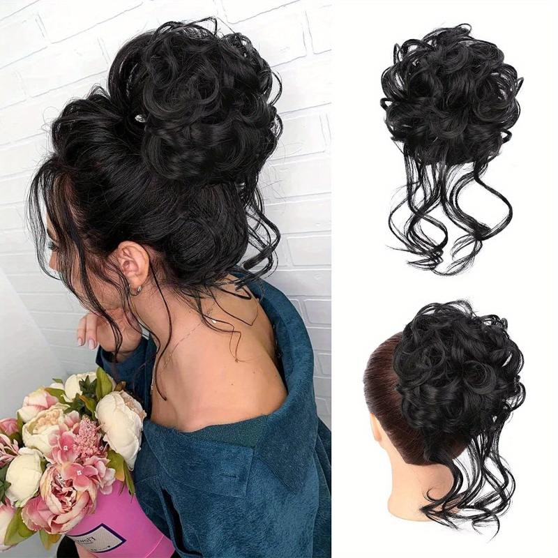 Messy Curly Hair Bun Updo Extension for Women Girls