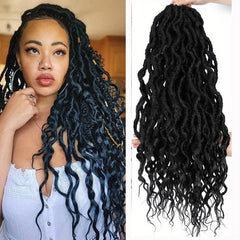 Pre-looped Goddess Locs Crochet Hair Extensions with Curly Ends
