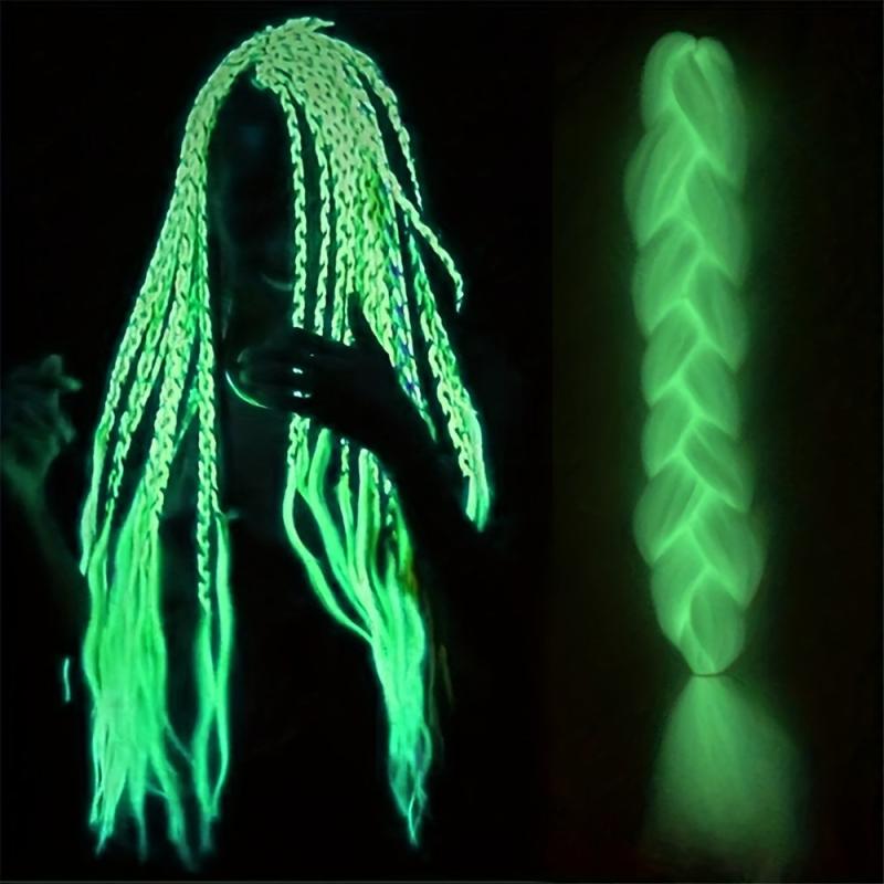 Neon Glowing Hair Florescent Light Braiding Hair Synthetic Jumbo Braids Sh...