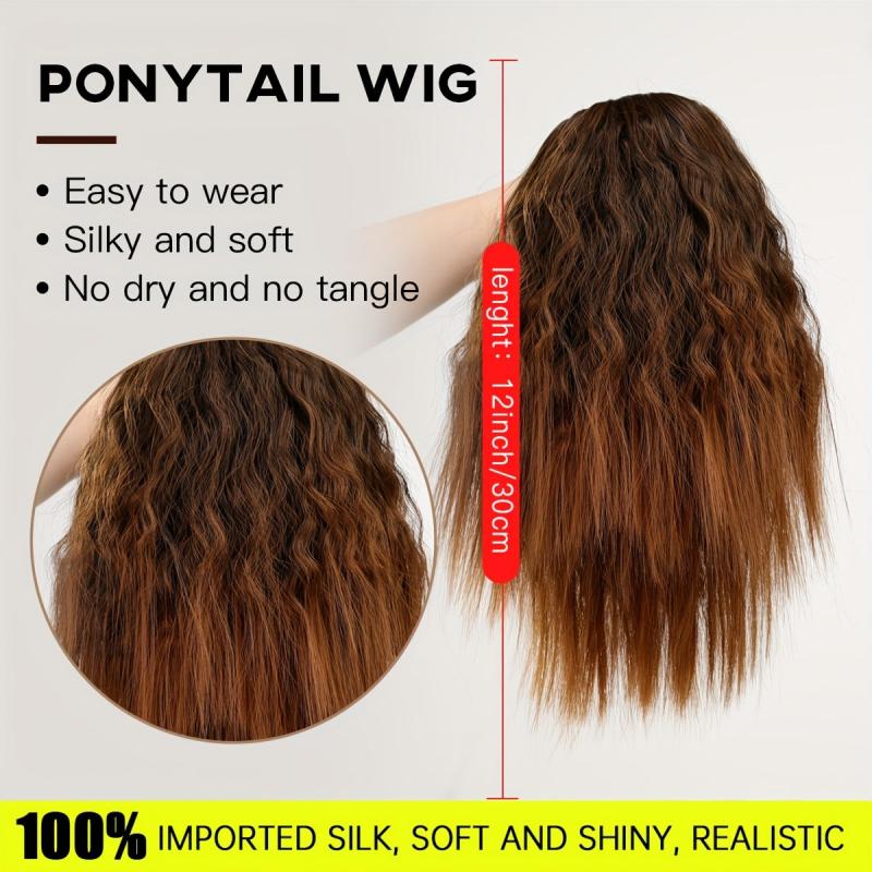 Ombre Kinky Curly Wave Ponytail Extension 30 48 Cm Short Corn Wave Drawstring