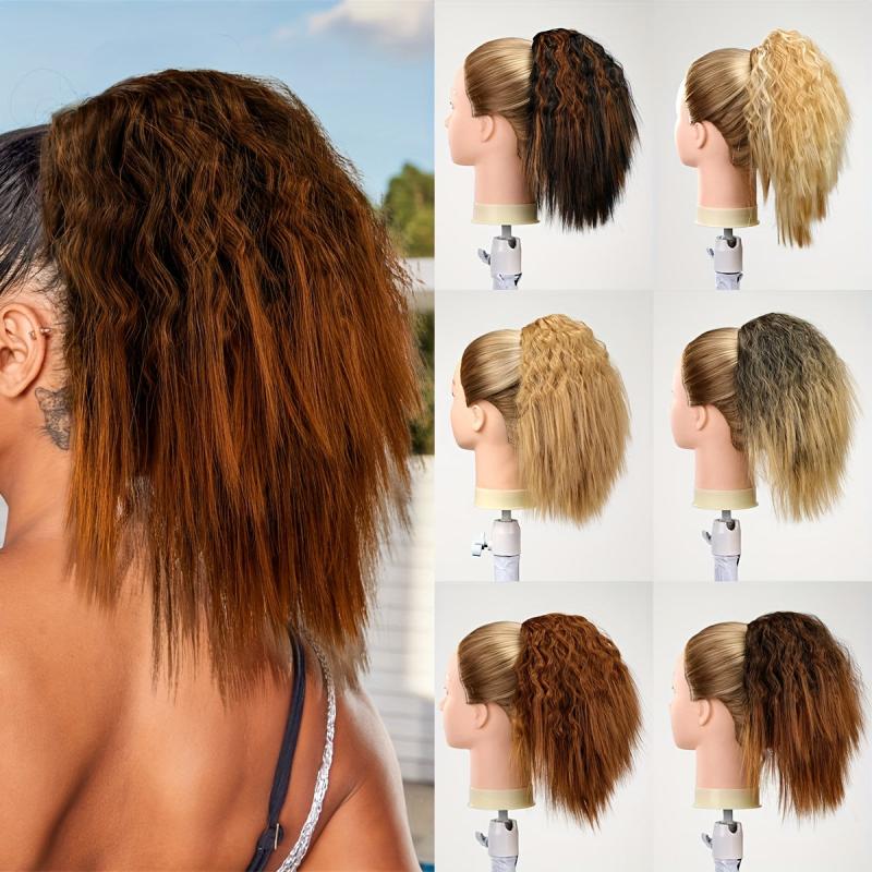 Ombre Kinky Curly Wave Ponytail Extension 30 48 Cm Short Corn Wave Drawstring