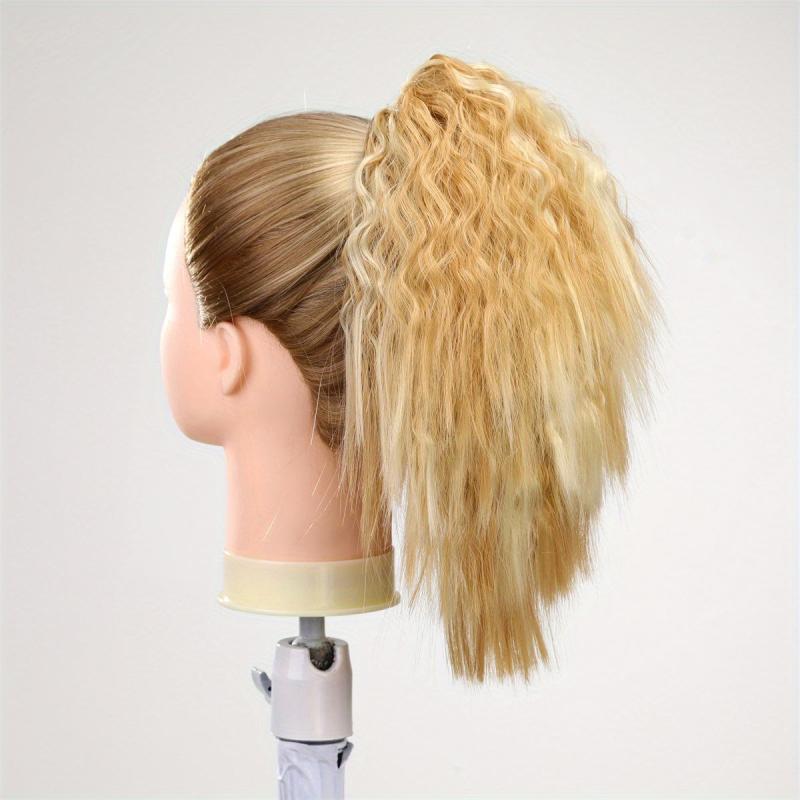 Ombre Kinky Curly Wave Ponytail Extension 30 48 Cm Short Corn Wave Drawstring
