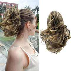 Short Ponytail Extension Curly Claw Clip Pony Tail Hairpiece for Women Synthetic