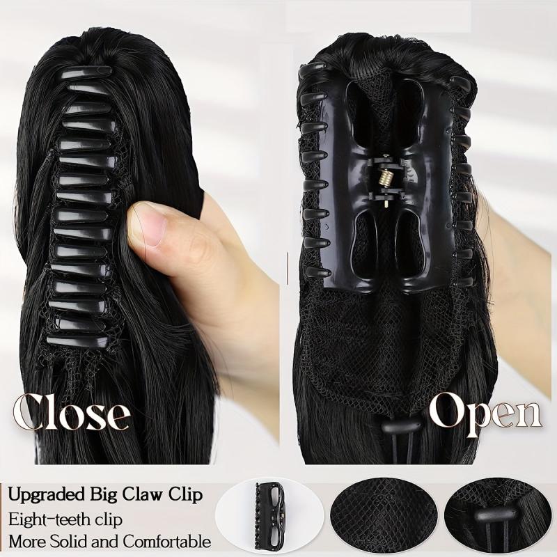 Short Ponytail Extension Loose Curly Wavy Claw Clip Hair Extensions