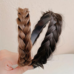 Fishbone Braid Wig with Twist Headband - Hair Accessory for Women