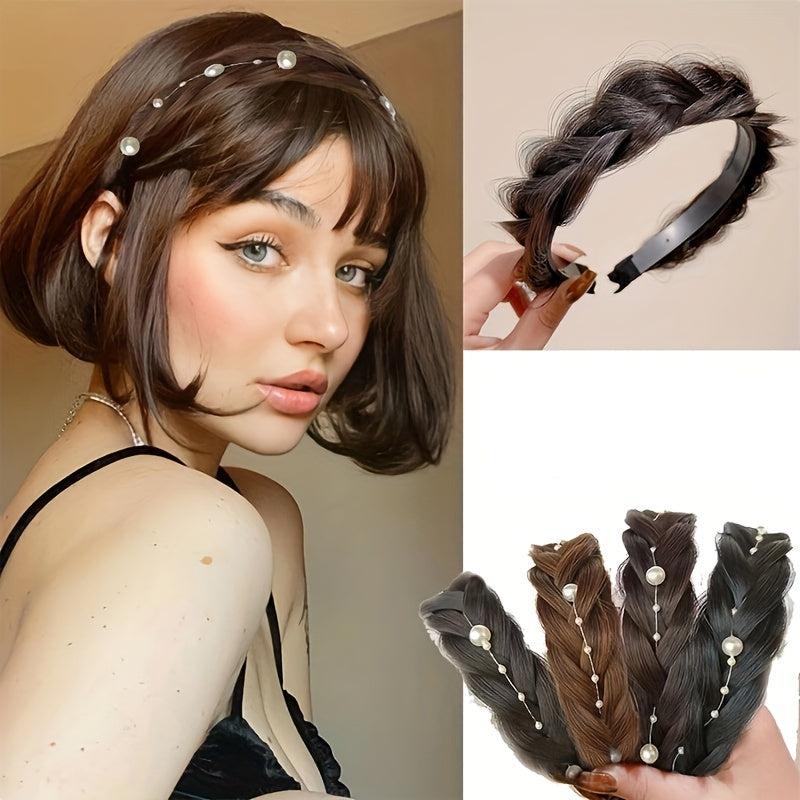 Fishbone Braid Wig with Twist Headband - Hair Accessory for Women