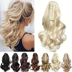 Curly Wavy Ponytail Extensions Synthetic Clip In Hair Natural Look