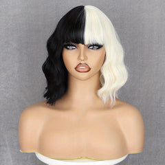 Two Tone Women's Curly Bob Wig With Bangs