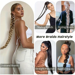 Long Braided Ponytail Hair Extensions Rubber Band 81 Straight Synthetic Ponytail