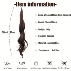 76 2 Cm I tip Elastic Wrap Ponytail Extension Long Curly Wavy Synthetic