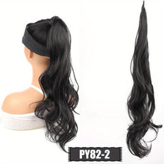 76 2 Cm I tip Elastic Wrap Ponytail Extension Long Curly Wavy Synthetic