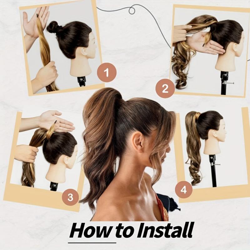 76 2 Cm I tip Elastic Wrap Ponytail Extension Long Curly Wavy Synthetic