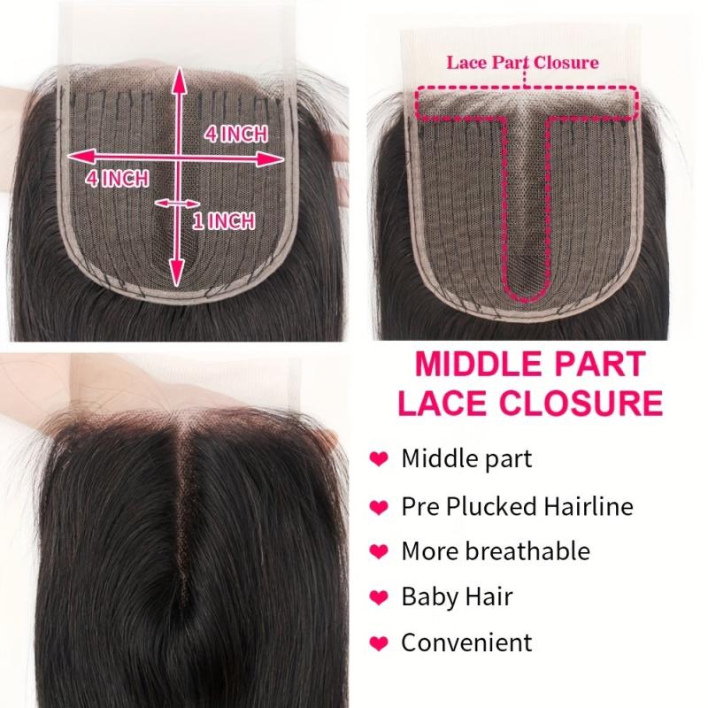 Brazilian Body Wave T 4x4 Lace Closure Middle Part