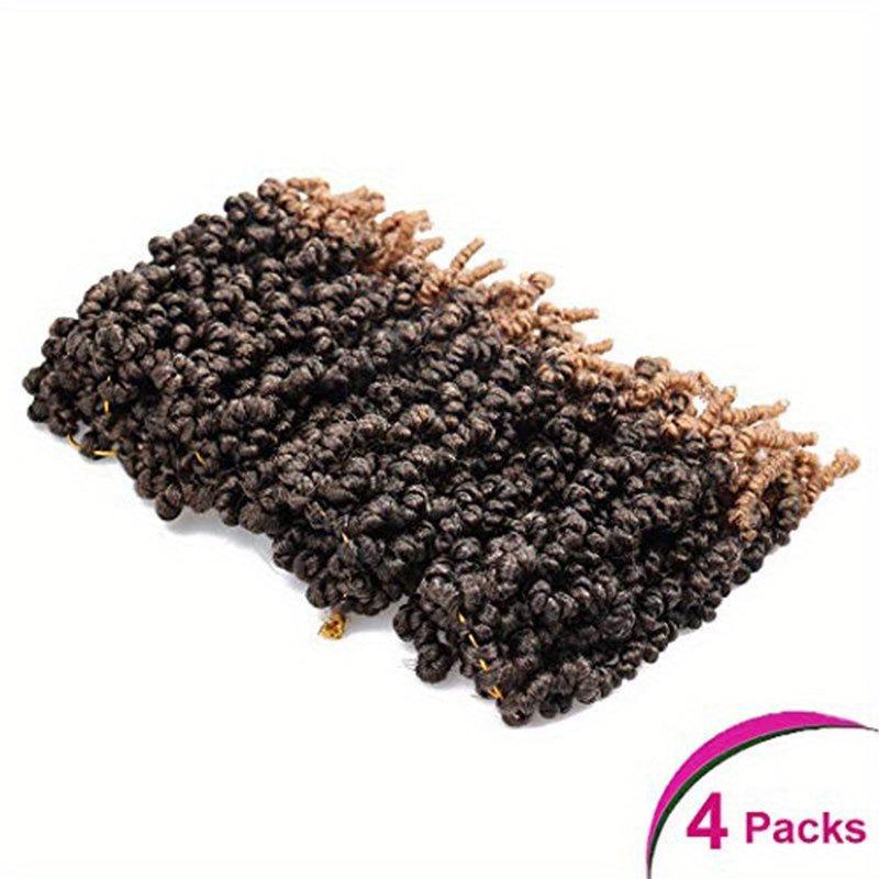 4pack 10inch Short Curly Spring Pre-twisted Braids Crochet Hair Extensions