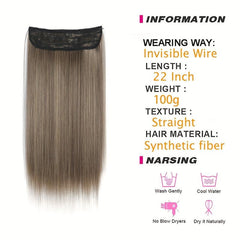 Long Straight Hair Extensions Invisible Wire Adjustable Size