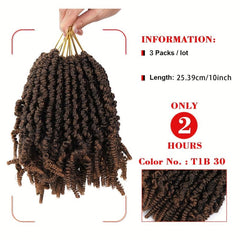 4Packs 10inch Pretwisted Spring Twist Crochet Hair Extension Short Curly Braids