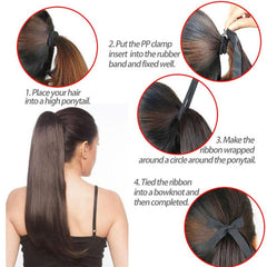 60 96 Cm Straight Hair Extensions Synthetic Clip In Ponytail Extensions