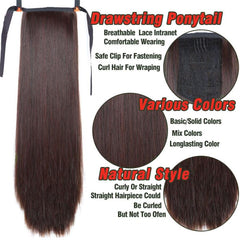 60 96 Cm Straight Hair Extensions Synthetic Clip In Ponytail Extensions