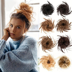 Short Curly Hair Bun Elastic Donut Scrunchie Chignon Bun
