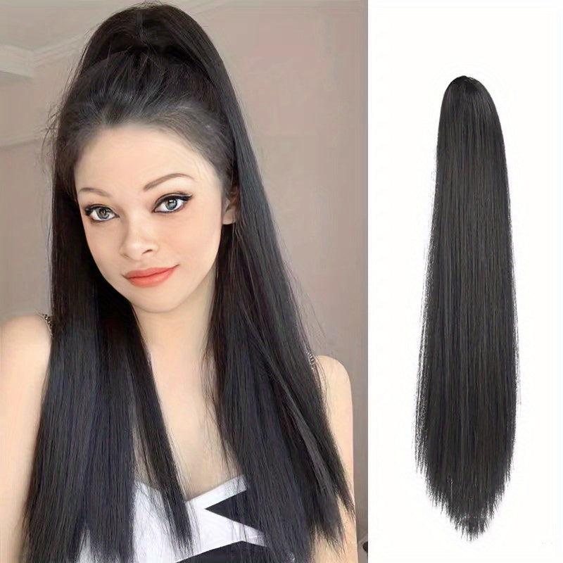 Long Straight Ponytail Hair Extensions Synthetic Hair Natural Look for Daily Use
