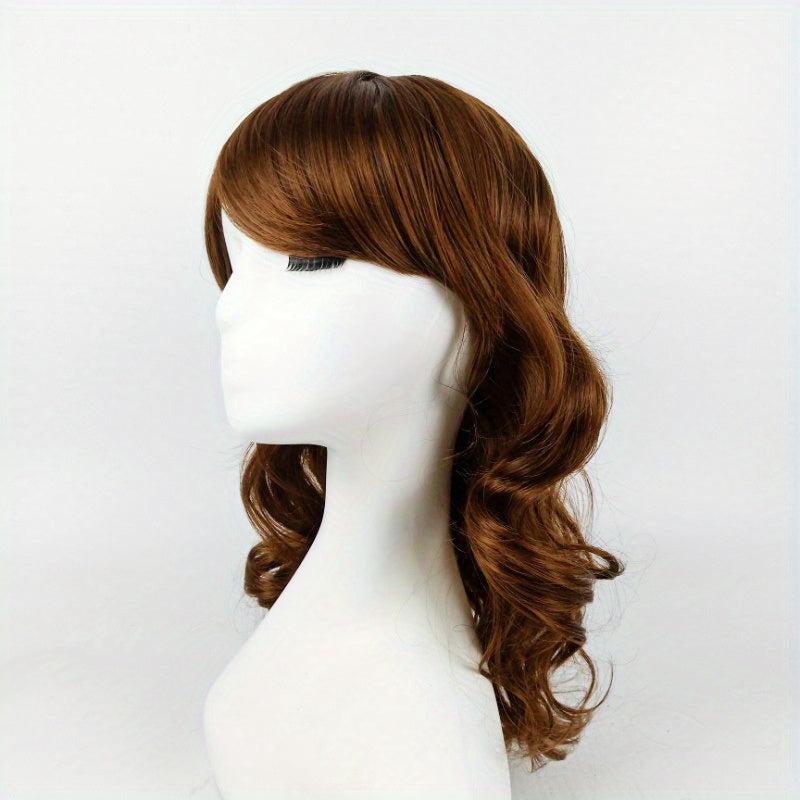 Medium Long Curly Bob Cut Wig With Bangs Synthetic Wig Beginners Friendly