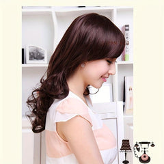 Medium Long Curly Bob Cut Wig With Bangs Synthetic Wig Beginners Friendly