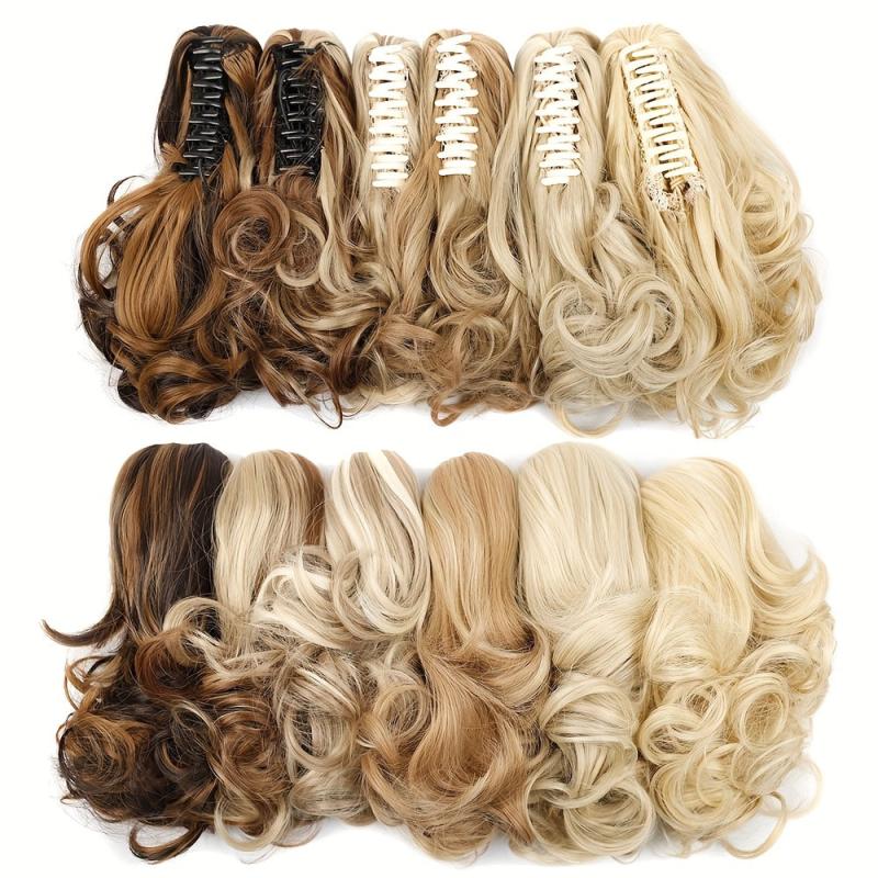 30 48 Cm Short Curly Hair Clip Ponytail Synthetic Hair Extension Updo Wig