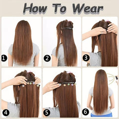 66 cm Long Straight Hair Extensions 5 Clips Synthetic Fiber Hair Pieces