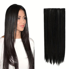 66 cm Long Straight Hair Extensions 5 Clips Synthetic Fiber Hair Pieces
