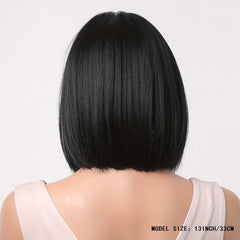 Burgundy Straight Bob Wigs With Bangs 30 48cm