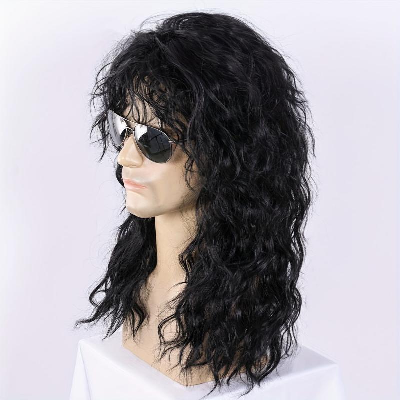 Men's Rocker Wig Synthetic Long Curly Hair Wig For Cosplay Party Halloween