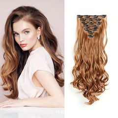 7pcs Long Curly Wavy Clip In Hair Extensions Synthetic Natural Daily Use