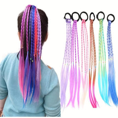 6pcs Colorful Braided Hair Pieces Ponytail Headbands Hair Accessories