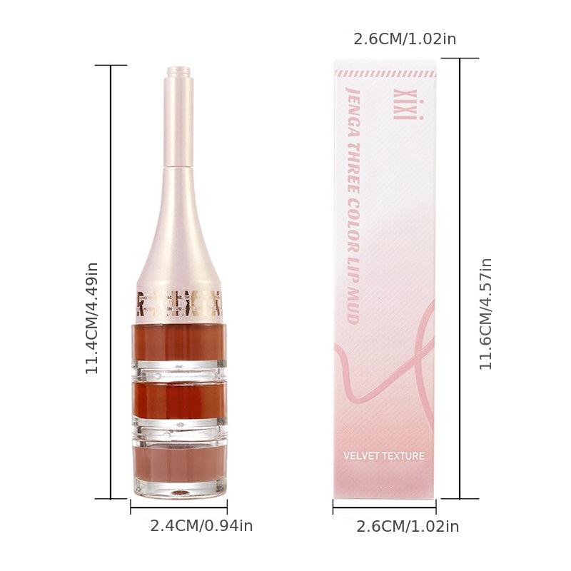 Matte 3 Lipstick Set Long Lasting Waterproof Red 3 In 1 Multilayer Lip Gloss