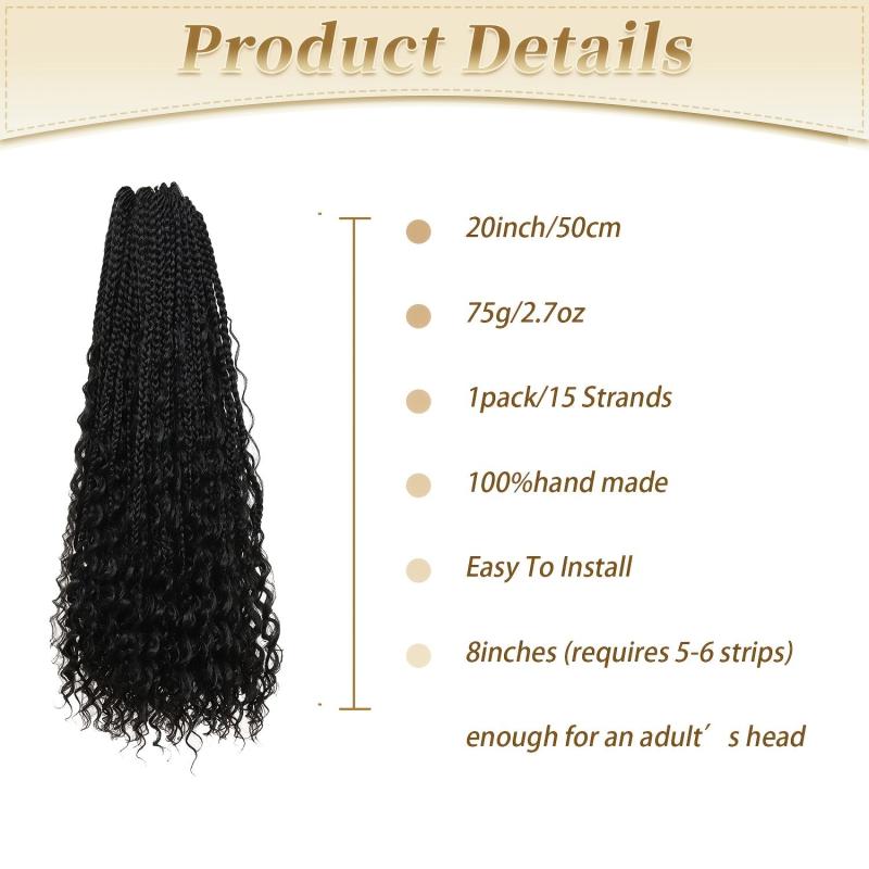 50 8 Cm Boho Box Braids Crochet Hair Pre-looped Synthetic Braiding Hair 1B