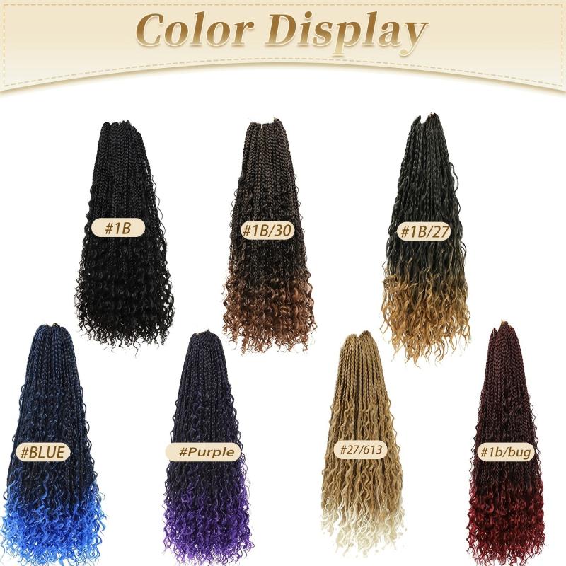 50 8 Cm Boho Box Braids Crochet Hair Pre-looped Synthetic Braiding Hair 1B