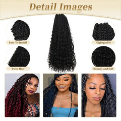50 8 Cm Boho Box Braids Crochet Hair Pre-looped Synthetic Braiding Hair 1B
