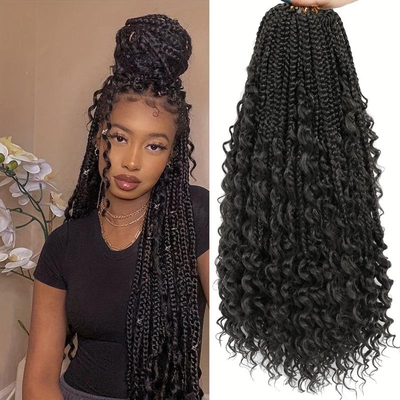 50 8 Cm Boho Box Braids Crochet Hair Pre-looped Synthetic Braiding Hair 1B