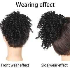 Afro Kinky Curly Ponytail Extensions Synthetic Hair Bun Updo with Elastic Band