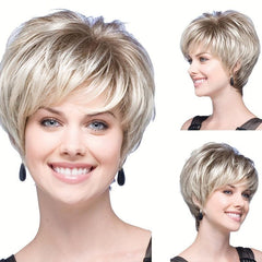 Short Curly Bob Cut Wig With Bangs Synthetic Wig Heat Resistant