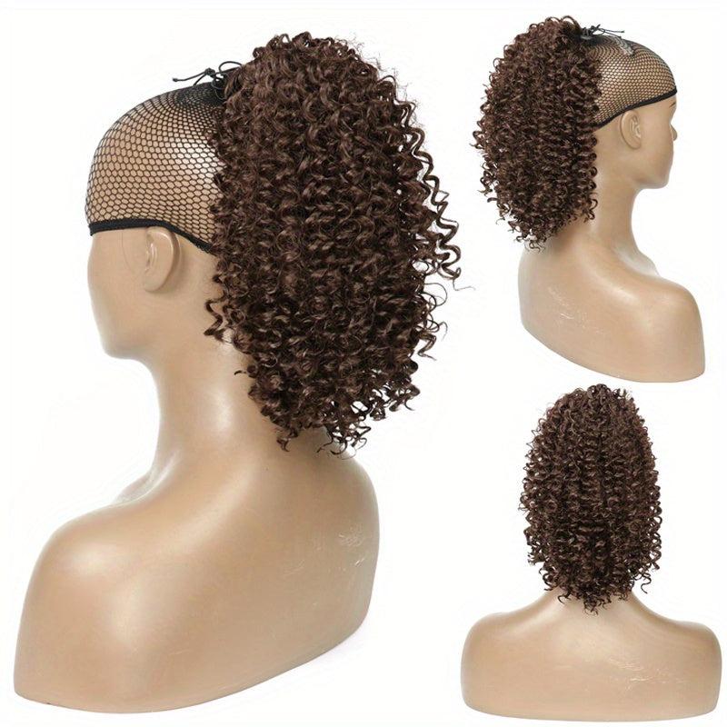 Deep Curly Hair Bun Ponytail Drawstring Synthetic Hair Piece