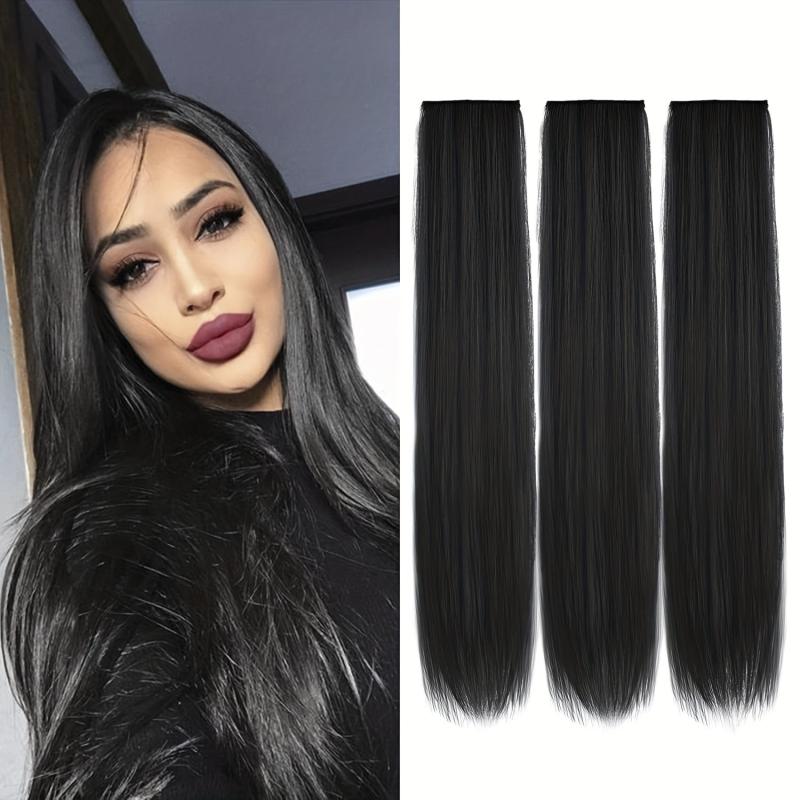 3pcs Clip In Synthetic Hair Extensions Long Straight Hair Extensions for Women