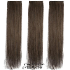 Brown Long Straight Hair Wig Set